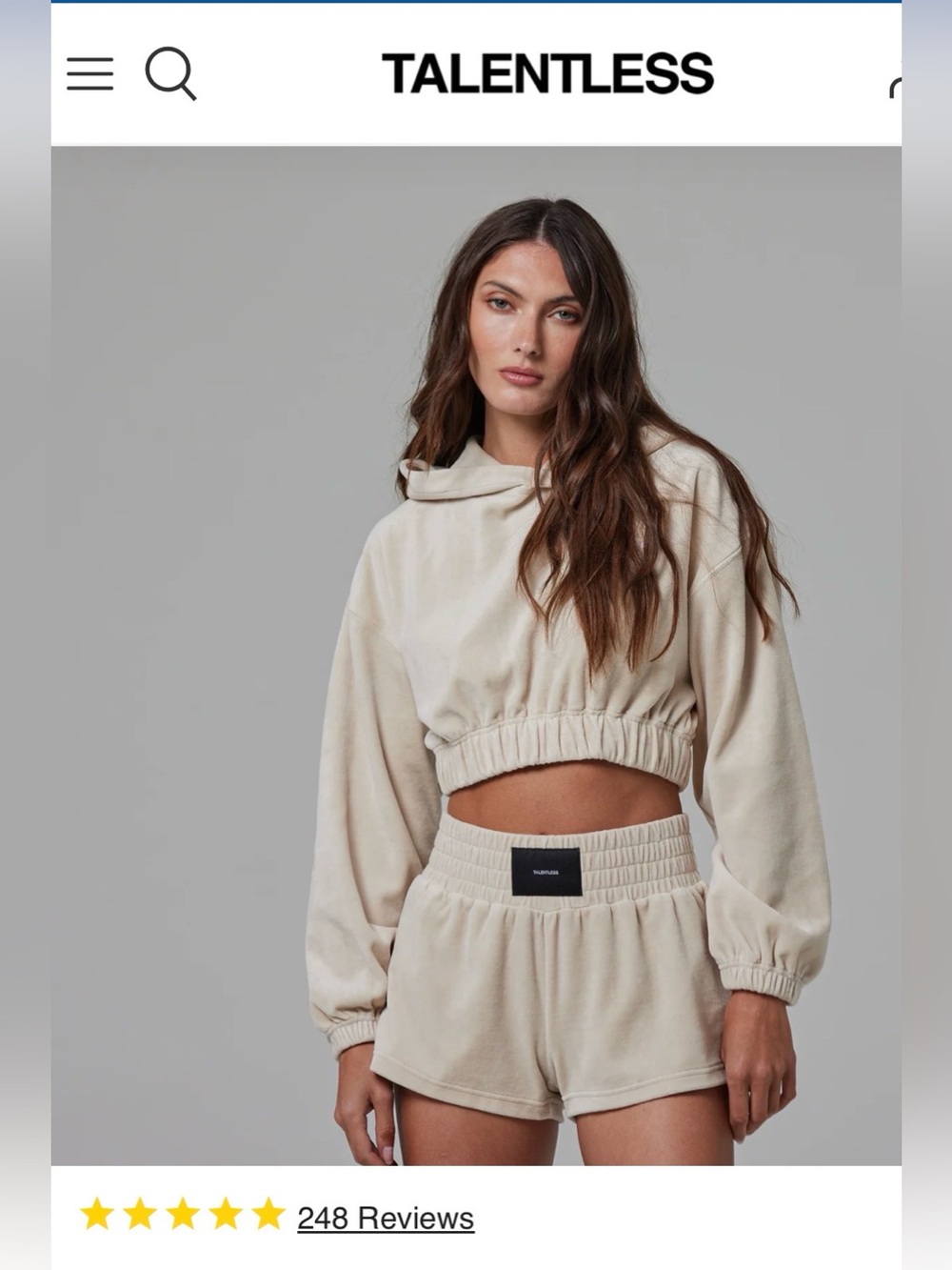 TALENTLESS Cropped Beige Neutral Hoodie - XL